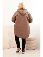 Dámská bunda Plus Size prošívaná s kapucí a nápisem HOPE fango