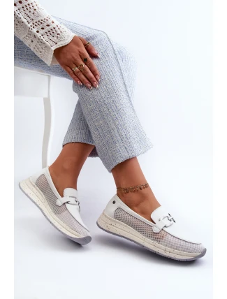 Dámské kožené mokasíny D&A TW210 Bílé