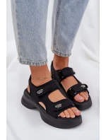 Textilní Lehké Sandály Na Platformě Černé Deniffia