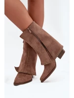 Dámské zimní kozačky s otočeným lemem Vinceza 16516 Béžové