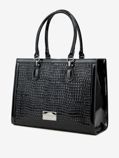 Lakovaná kabelka s vyraženým vzorem NOBO BAG6150-M20 Černá