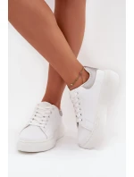 Dámské tenisky na platformě Big Star – bílo-stříbrné