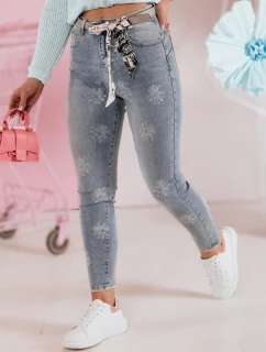 Dámské úzké džínové kalhoty s páskem CRYSTALUX modré FashionStreet UY2427