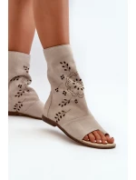 Zazoo 3437 Dámské Semišové Sandály S Hřbetem Na Zip Světle Béžové Zazoo 3437 Dámské Semišové Sandály S Hřbetem Na Zip Světle Béžové