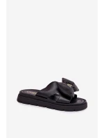 Dámské kožené sandály na platformě s mašlí CheBello 4647 černé