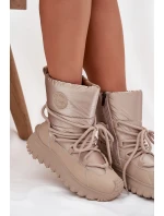 Kožené sněhule na platformě Lee Cooper LCJ-25-12-3663 béžovo-zlaté