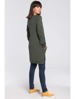 B101 Tunika nadměrné velikosti s dělenými boky - vojensky zelená