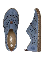 Dámská kožená prolamovaná modrá polobotka Rieker M2852-12