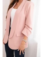 Dámská sako bez zapínání s podšívkou S/M pudrově růžová Dámská sako bez zapínání s podšívkou S/M pudrově růžová