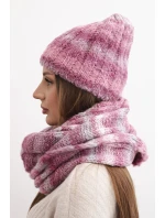 Dámská zimní souprava s mohair čepice a nákrčník s nadýchanou strukturou K500 tmavě růžová