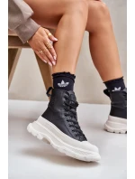 Kožené Zateplené Tenisky Na Masivní Platformě Big Star OO274A599 Černé