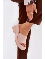 Eko Velurové Pantofle Dámské Na Platformě A Klíně Růžové Afisal