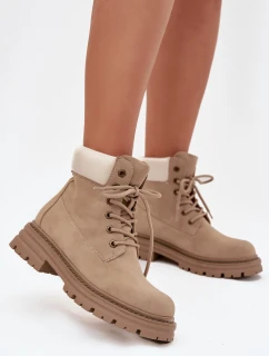 Dámské trapery na šněrování béžové Norena