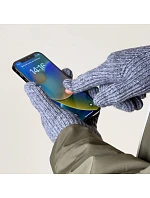 Pletené rukavice na telefon s výřezem na prsty - šedé