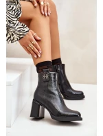 Hadí dámské botky na podpatku z přírodní kůže černé Vinceza 66670