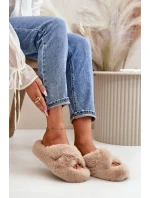 Dámské Chlupaté Pantofle Na Tlusté Podešvi Béžové Lavitera