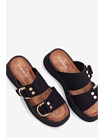 Dámské platformové sandály se zlatými sponami Černé Nelirae