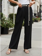 Dámské kalhoty s širokými nohavicemi, černé, FashionStreet UY3073