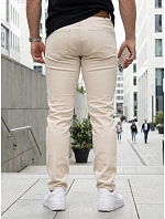 Pánské džíny slim fit s páskem béžové FashionStreet UX4493