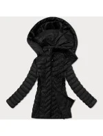 Jednoduchá černá dámská prošívaná bunda v délce k bokům J Style (16M9261-392)