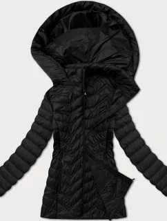 Jednoduchá černá dámská prošívaná bunda v délce k bokům J Style (16M9261-392)