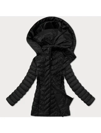 Jednoduchá černá dámská prošívaná bunda v délce k bokům J Style (16M9261-392)