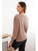 Dámský viskózový svetr s dlouhým rukávem a rozparkem po stranách fango