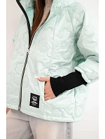 Dámská jarní prošívaná bunda s dekorativním ražením a zipem mintová