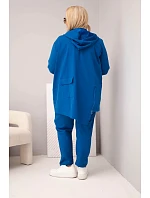 Dámská bavlněná souprava Plus Size s mikinou a kalhotami chrpově modrá Dámská bavlněná souprava Plus Size s mikinou a kalhotami chrpově modrá
