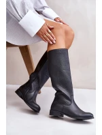 Dámské Kožené Polokozačky Na Zip Lewski 3616 Černé