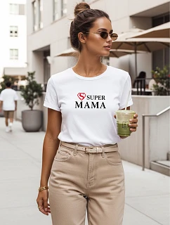 Dámské tričko s potiskem Super Mom White FashionStreet NX5025RY