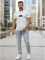 Pánské bavlněné tričko s motivem kočky bílé FashionStreet NX5102R