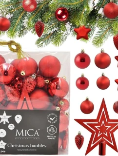 DEKORATIVNÍ PLASTOVÁ CETKA BEZPEČNÁ 40KS ČERVENÁ SLÍDA