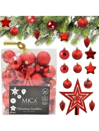 DEKORATIVNÍ PLASTOVÁ CETKA BEZPEČNÁ 40KS ČERVENÁ SLÍDA