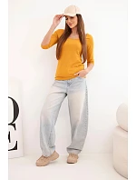 Halenka s kulatým výstřihem tmavě hořčicová Halenka s kulatým výstřihem tmavě hořčicová