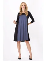 Dámské šaty volný střih 3/4 rukáv vhodné i pro těhotné středně dlouhé grafitové - Černá - BeYou Dámské šaty volný střih 3/4 rukáv vhodné i pro těhotné středně dlouhé grafitové - Černá - BeYou