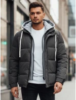 Pánská prošívaná zimní bunda s kapucí tmavě šedá FashionStreet TX5103