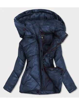 Tmavě modrá dámská prošívaná bunda s odepínací kapucí (7564) Tmavě modrá dámská prošívaná bunda s odepínací kapucí (7564)