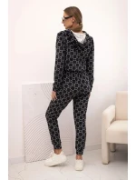 Dámská souprava z veluru s potiskem černý
