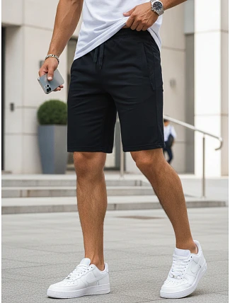 Pánské teplákové kraťasy s tkaničkami, tmavě modré, FashionStreet SX2584 Pánské teplákové kraťasy s tkaničkami, tmavě modré, FashionStreet SX2584