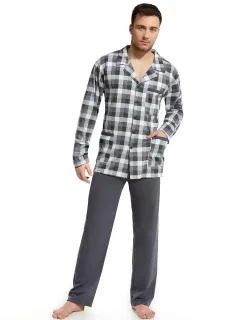 Pyžamo Cornette 114 dlouhé/r 3XL-5XL pánské rozepínací