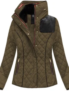 Krótka zimowa pikowana damska kurtka brązowa (wz105)