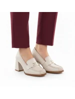 Dámské mokasíny na podpatku béžové Potocki SZ12783