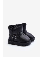 Dětské ekologické kožené sněhule s popruhem černé Orinor