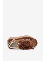 Dámské Semišové Tenisky Big Star OO274A313 HI-POLY SYSTEM Hnědé Leopardí