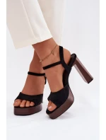 Dámské sandály na podpatku a platformě z eko semiše Černé Gralisse