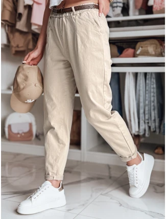 Dámské kalhoty chinos s páskem RELCIX light beige FashionStreet UY2585