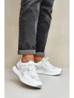 Kožené Sportovní Boty Dámské Sneakers S.Barski LR51-551 Bílé