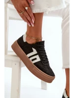 Dámské kožené tenisky Zazoo na platformě černé