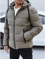 Pánská prošívaná zimní bunda s kapucí béžová FashionStreet TX5065